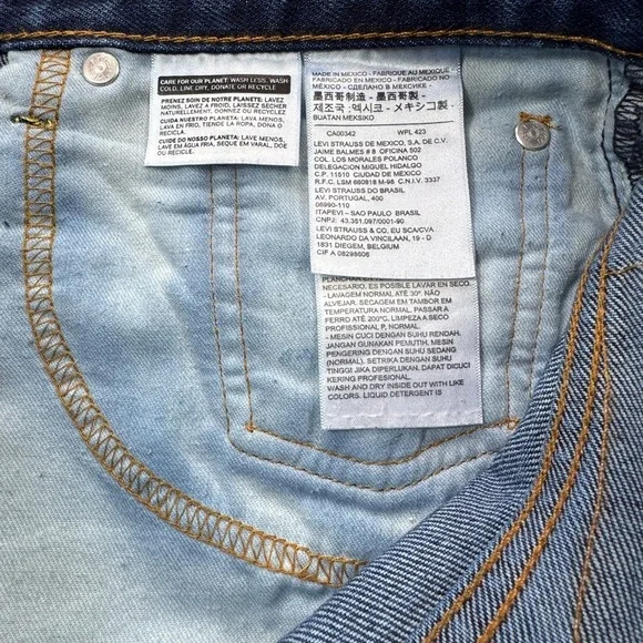 Levis 505 Regular Fit Straight Leg Jeans Mens 32x32 Dark Wash Blue Denim Grunge - Picture 5 of 12